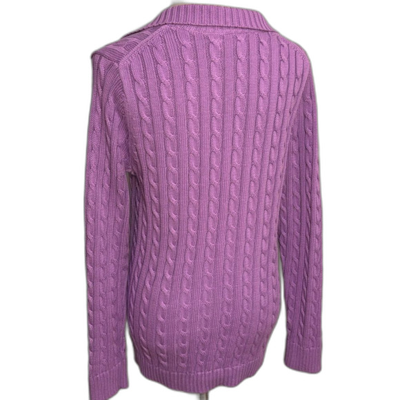 LL Bean lavender cable knit sweater Size M - Picture 2 of 6